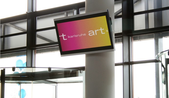 Interior advertising option PLASMA greeting display panels Advertising opportunity on the art karlsruhe